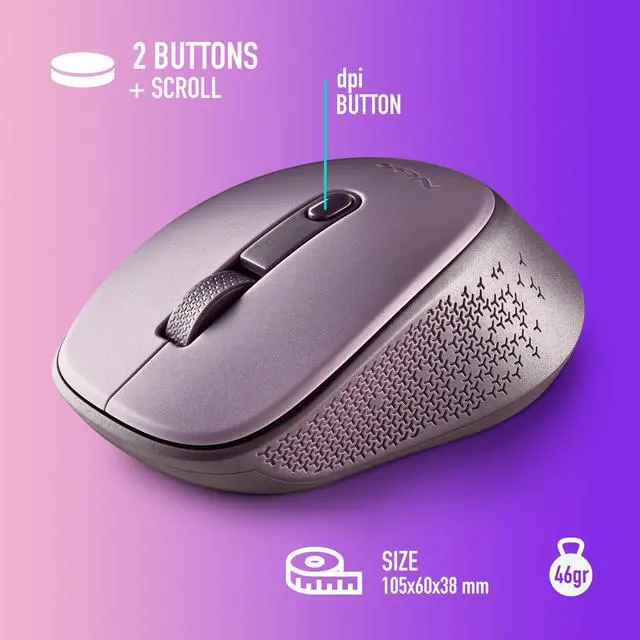 Alt view image 5 of 5 - NGS Dew, 2.4Ghz Wireless Silent Mouse, Lilac