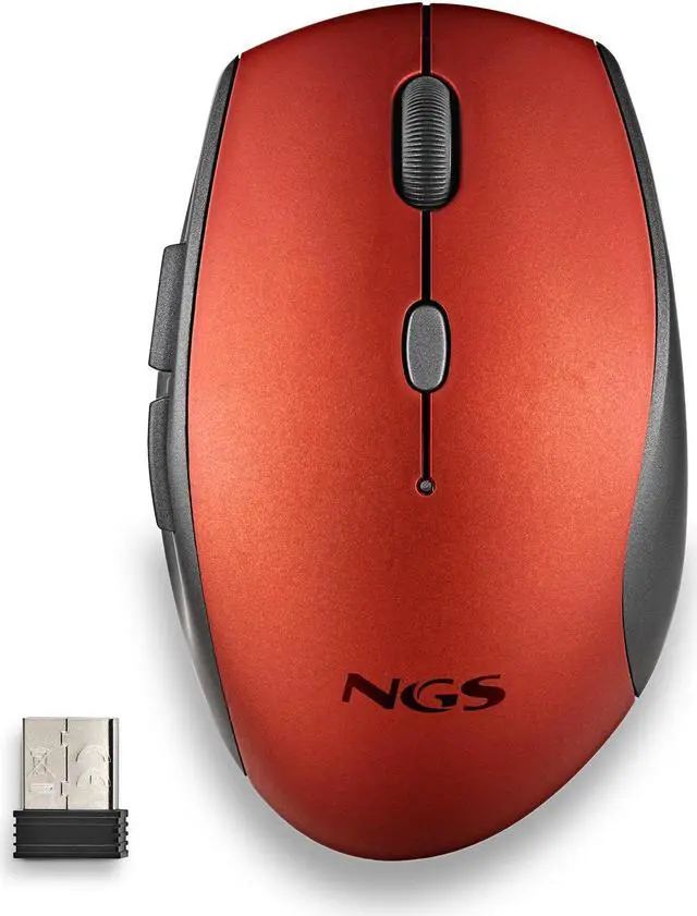 Alt view image 3 of 5 - NGS Bee Wireless Ergonomic Silent Mouse, Red