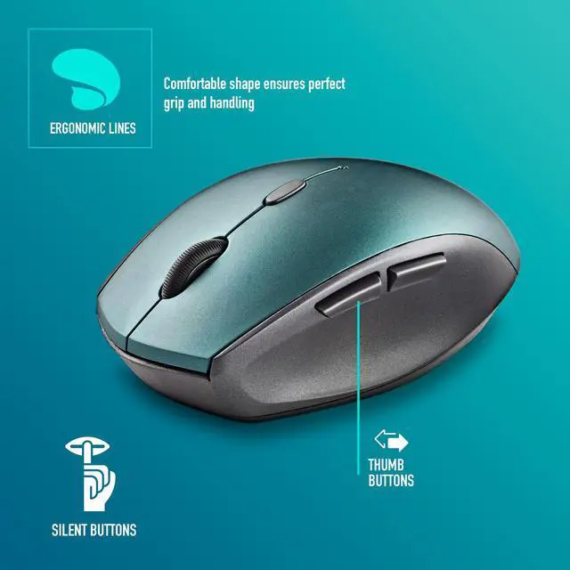 Alt view image 5 of 5 - NGS Bee Wireless Ergonomic Silent Mouse, Blue