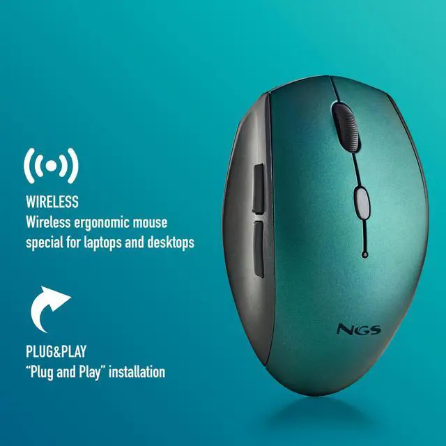 Alt view image 4 of 5 - NGS Bee Wireless Ergonomic Silent Mouse, Blue