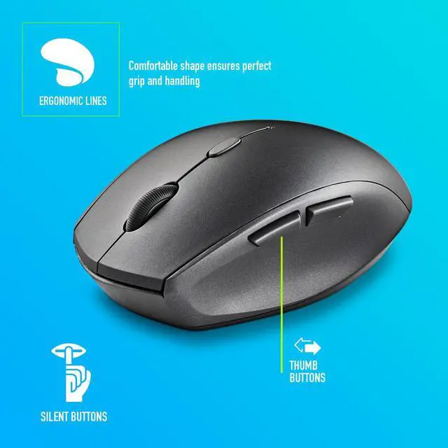 Alt view image 5 of 5 - NGS Bee Wireless Ergonomic Silent Mouse, Black