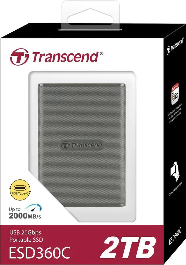 Alt view image 4 of 4 - 2TB Transcend ESD360C Portable SSD USB Type-A/Type-C Gray