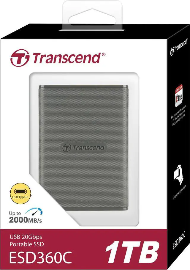 Alt view image 6 of 6 - Transcend 1TB External, Portable, Military Drop Test Certified SSD ESD360C USB 20Gbps Type C TS1TESD360C