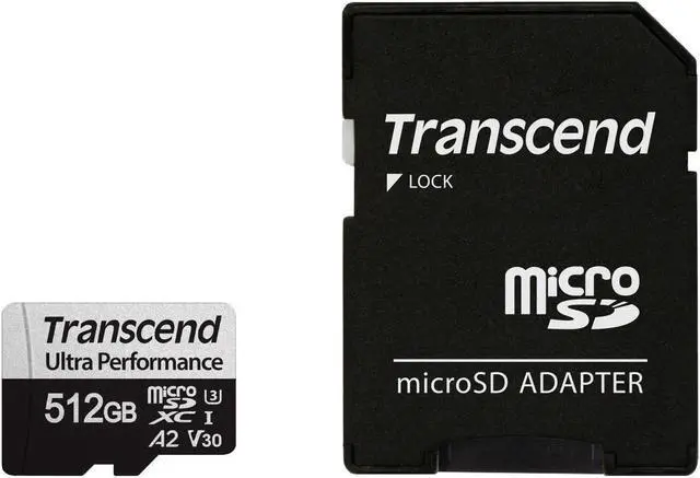 Alt view image 2 of 3 - 512GB Transcend 340S microSD UHS-I U3 A2 Ultra Performance Memory Card w/Adapter