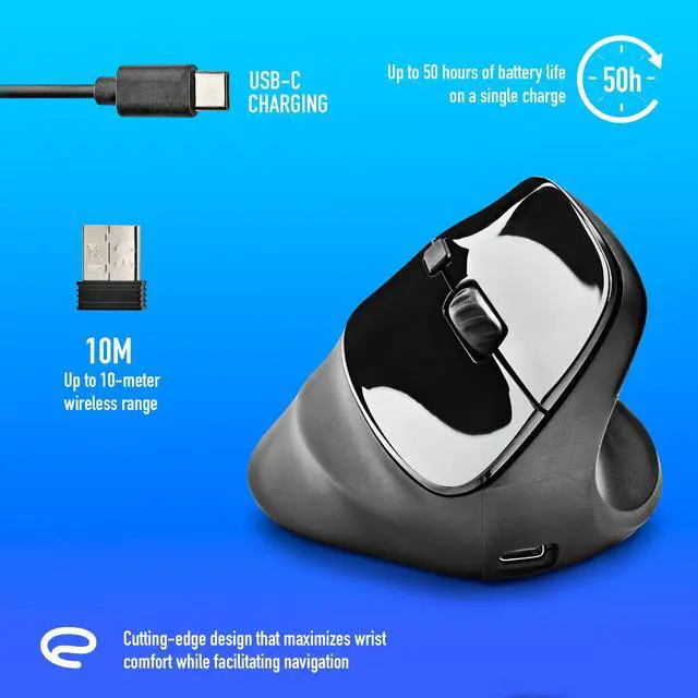 Alt view image 3 of 5 - NGS Evo, Wireless Rechargeable Ergonomic Mouse, Moksha