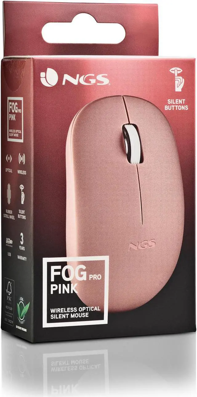 Alt view image 5 of 5 - NGS Fog Pro, Wireless Silent Mouse, Pink