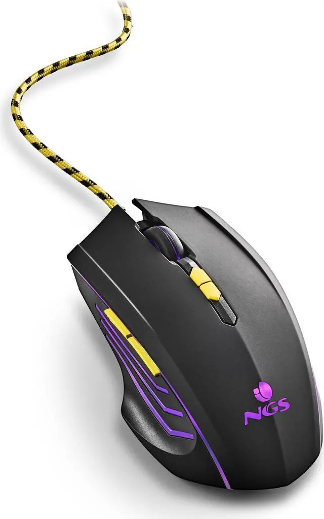 Alt view image 2 of 5 - NGS GMX-123, Wired Gaming Mouse with LED Lights and Braided Cable, Black