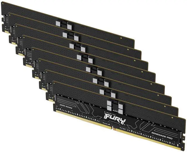 Alt view image 2 of 3 - Kingston FURY Renegade Pro 128GB (8 x 16GB) DDR5 SDRAM Memory Kit - For Desktop PC, Workstation - 128 GB (8 x 16GB) - DDR5-4800/PC5-38400R DDR5 SDRAM - 4800 MHz - CL36 - 1.10 V - ECC- KF548R36RBK8-128