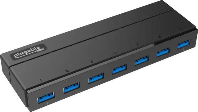 Alt view image 10 of 14 - Plugable 7-Port USB 3.0 Hub with 36W Power Adapter