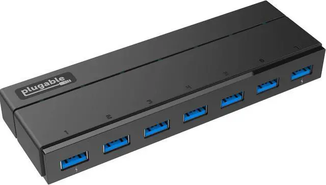 Alt view image 9 of 14 - Plugable 7-Port USB 3.0 Hub with 36W Power Adapter