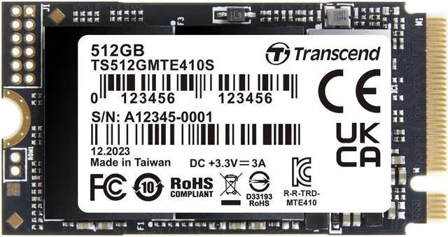 Main image of 512GB Transcend 410S NVMe PCIe 4.0 M.2 2242 Gen4 x4 Internal SSD