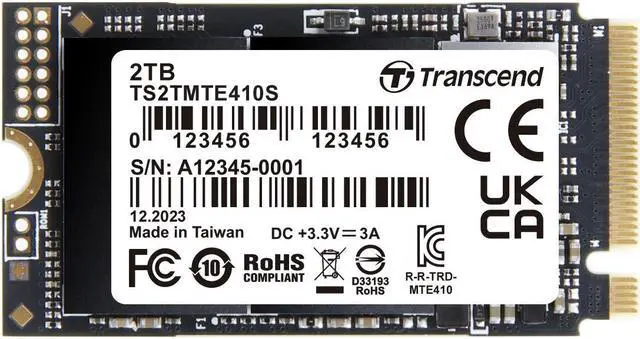 Main image of 2TB Transcend 410S NVMe PCIe 4.0 M.2 2242 Gen4 x4 Internal SSD