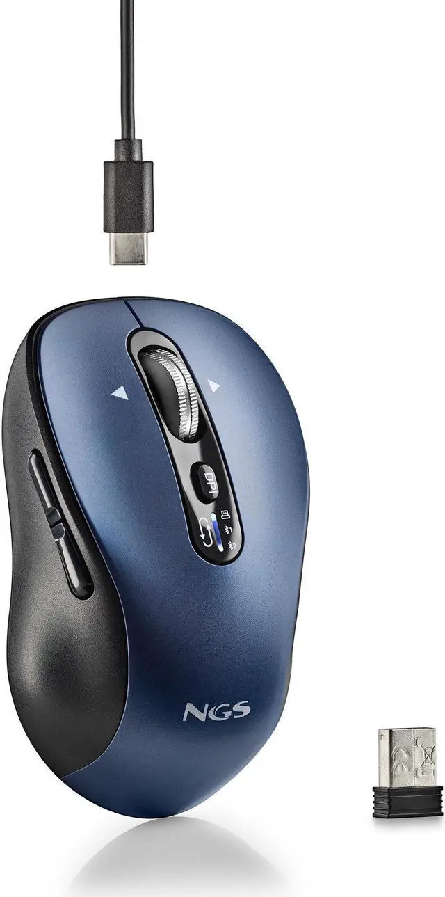Alt view image 4 of 5 - NGS INFINITY-RB Wireless and Rechargeable Multimode Mouse, Blue