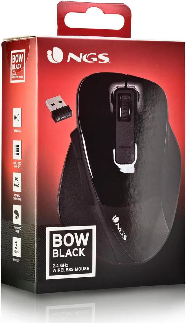 Alt view image 5 of 5 - NGS BOW Optical Wireless Mouse with 5 Buttons, Black