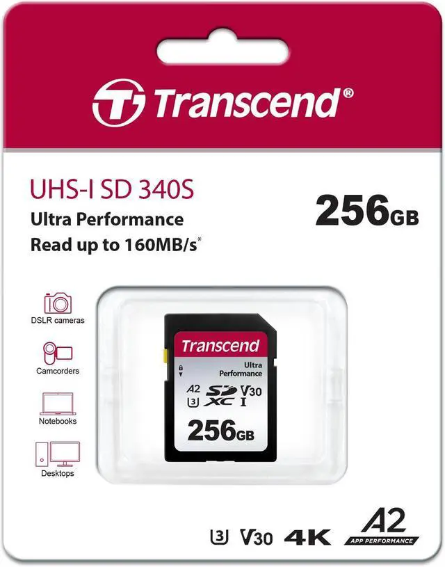 Alt view image 2 of 2 - 256GB Transcend UHS-I SD 340S Ultra Performance SD Card U3 A1 V30