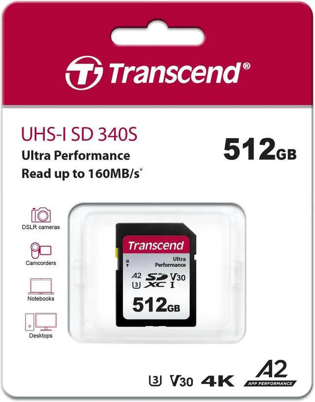Alt view image 2 of 2 - 512GB Transcend UHS-I SD 340S Ultra Performance SD Card U3 A1 V30
