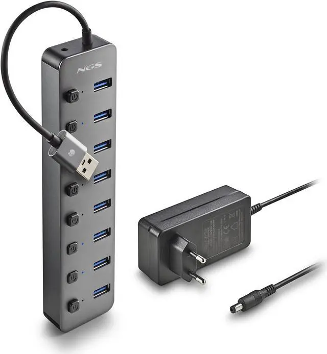 Alt view image 3 of 5 - NGS IHUB8, 8 Ports USB 3.0 Hub with Power Adapter 5V/3A