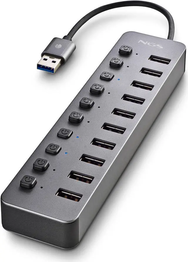 Alt view image 2 of 5 - NGS IHUB10, 10 Ports USB 3.0 Hub with Power Adapter 5V/3A