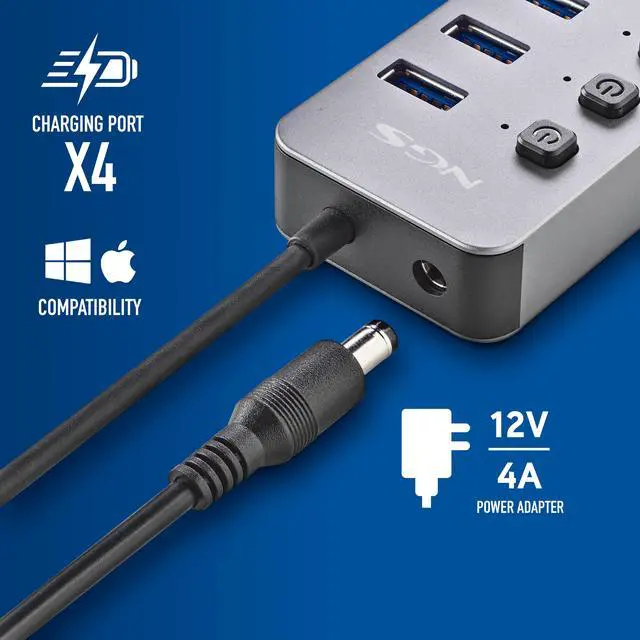 Alt view image 5 of 5 - NGS IHUB10, 10 Ports USB 3.0 Hub with Power Adapter 5V/3A