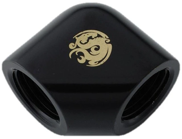 Alt view image 5 of 8 - Bitspower G1/4" Female to Female Extender Fitting, 90 Degree Angle, Matte Black