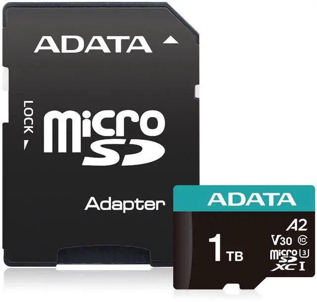 Alt view image 2 of 3 - 1TB AData Premier Pro microSDXC CL10 UHS-I U3 V30 A2 Memory Card with SD Adapter