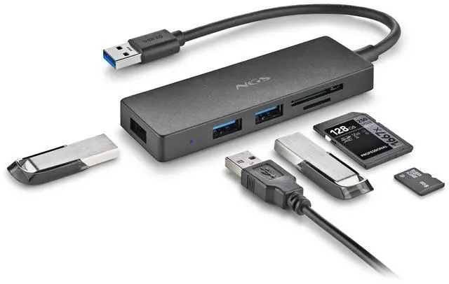 Alt view image 3 of 5 - NGS iHubReader, USB and Memory Card Reader, Black