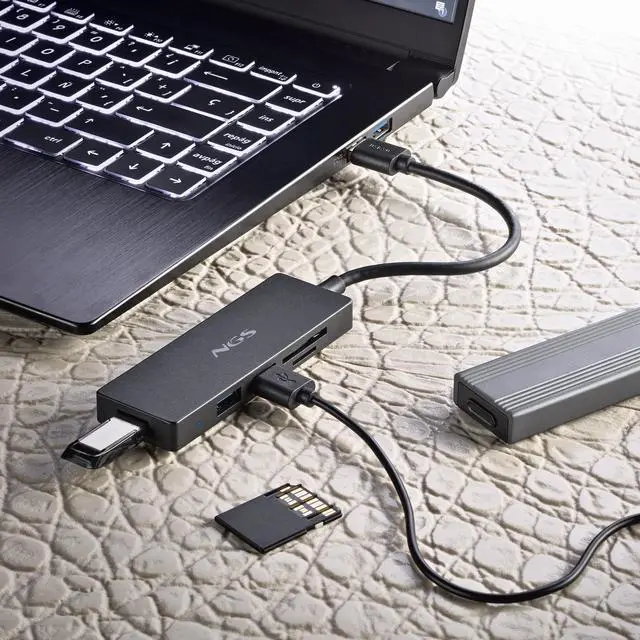Alt view image 5 of 5 - NGS iHubReader, USB and Memory Card Reader, Black