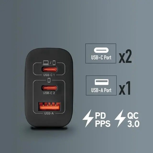 Alt view image 5 of 5 - NGS Bud 65W USB-C + USB-A Power Adapter for Phones, Tablets and Laptops, EU Only