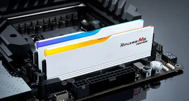 Alt view image 4 of 5 - 64GB G.Skill Ripjaws M5 Neo RGB DDR5 6000MHz Dual Channel Kit (2x 32GB) CL28 1.40V White Edition