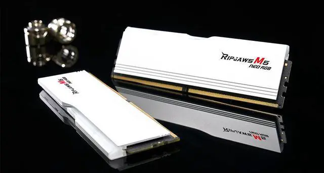 Alt view image 5 of 5 - 64GB G.Skill Ripjaws M5 Neo RGB DDR5 6000MHz Dual Channel Kit (2x 32GB) CL28 1.40V White Edition
