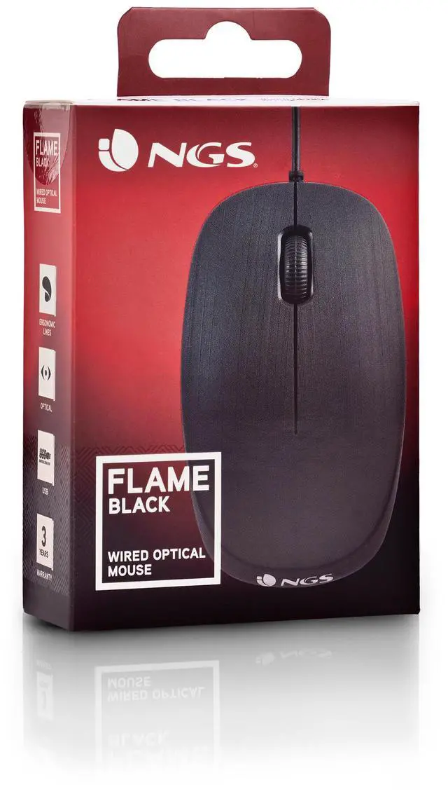 Alt view image 3 of 5 - NGS Flameblack, USB Wired Optical Mouse, Black