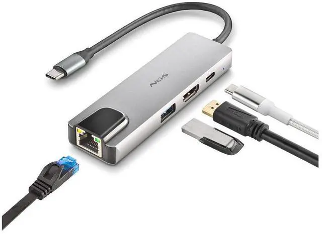 Alt view image 4 of 5 - NGS Wonder Dock Supra, 4-in-1 USB-C Multiport Adapter with HDMI, LAN, USB 3.0 & PD Charging