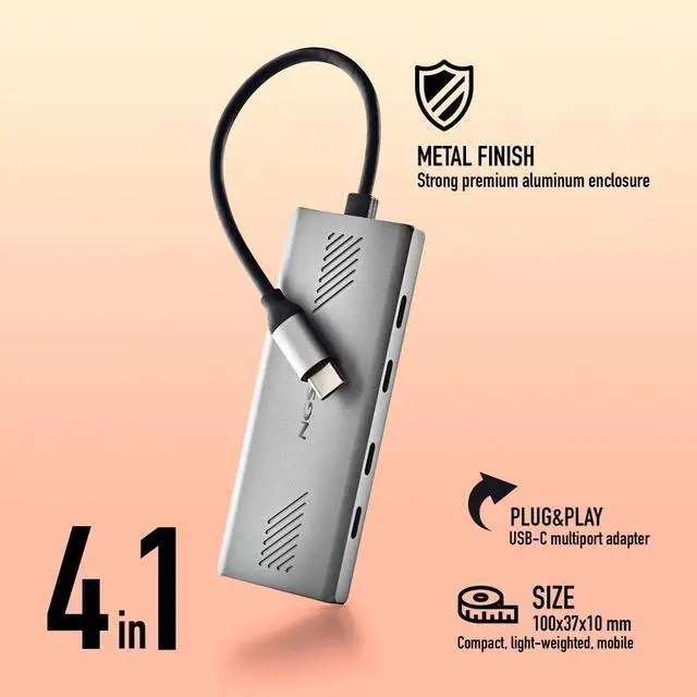 Alt view image 5 of 5 - NGS Wonder4-C, 4 Ports USB-C 3.0 Hub