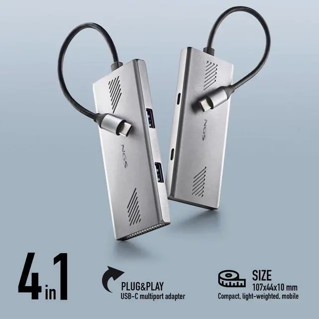 Alt view image 4 of 5 - NGS Wonderduo-C USB-C Hub, 4-Port Expansion for USB-C & USB-A Devices