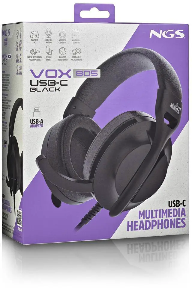 Alt view image 5 of 5 - NGS VOX805 USB-C Stereo Headset, Black