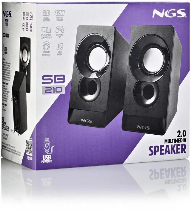 Alt view image 5 of 5 - NGS SB 210 12W USB-Powered Multimedia Speakers with Volume Control, Black