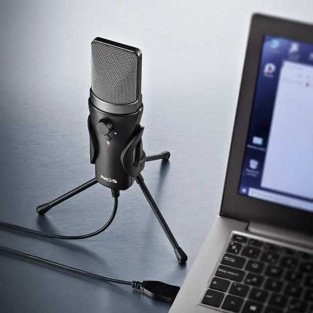 Alt view image 5 of 5 - NGS MS120 USB Desktop Microphone with Volume Control and Mute Function