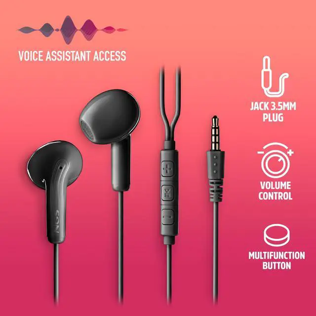 Alt view image 5 of 5 - NGS Cross Flip, In-Ear Wired Headphones with 3.5mm Jack, Microphone and Control Buttons, Black