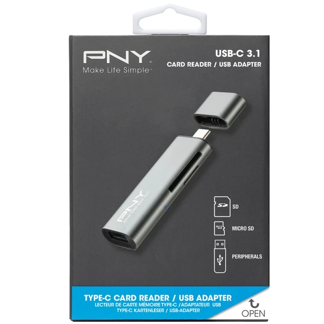 Alt view image 6 of 8 - PNY R-TC-UA-3N1E01-RB card reader USB 3.2 Gen 1 (3.1 Gen 1) Type-C Metallic