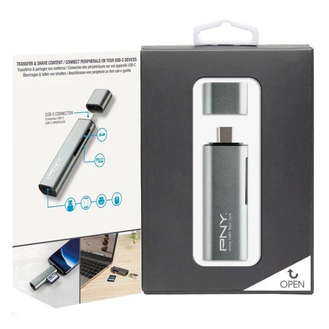 Alt view image 7 of 8 - PNY R-TC-UA-3N1E01-RB card reader USB 3.2 Gen 1 (3.1 Gen 1) Type-C Metallic