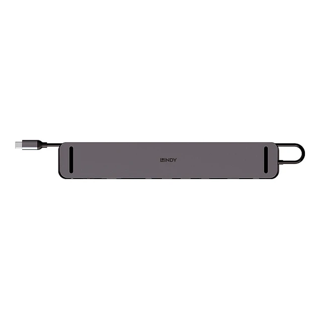 Alt view image 3 of 5 - Lindy DST-Mini XT 810, USB-C Laptop Mini Docking Station with Single Display (8K) or Dual Display (4K60) and 100W Pass-Through Charging