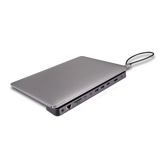 Alt view image 4 of 5 - Lindy DST-Mini XT 810, USB-C Laptop Mini Docking Station with Single Display (8K) or Dual Display (4K60) and 100W Pass-Through Charging