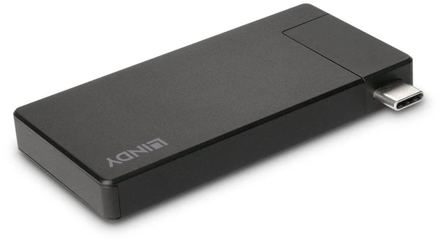 Main image of Lindy DST-Micro, USB-C Laptop Micro Docking Station with 4K Support and 100W Pass-Through Charging