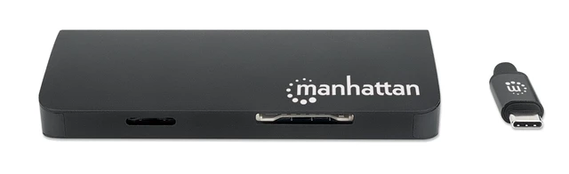Alt view image 3 of 5 - Manhattan USB-C Dock/Hub with Card Reader, Ports (x5): Ethernet, USB-A (3) and USB-C, 5 Gbps (USB 3.2 Gen1 aka USB 3.0), With Power Delivery (100W) to USB-C Port (Note additional USB-C wall charger