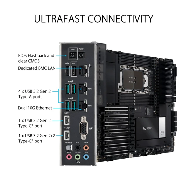 Alt view image 5 of 5 - ASUS PRO WS W790E-SAGE SE Intel W790 LGA 4677 (Socket E) EEB