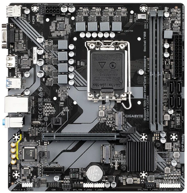 Alt view image 8 of 11 - Gigabyte Motherboard B760M H DDR4 LGA 1700 Micro ATX SATA3 M.2 PCIe HDMI VGA