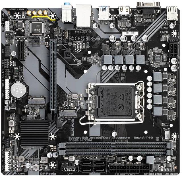 Alt view image 11 of 11 - Gigabyte Motherboard B760M H DDR4 LGA 1700 Micro ATX SATA3 M.2 PCIe HDMI VGA