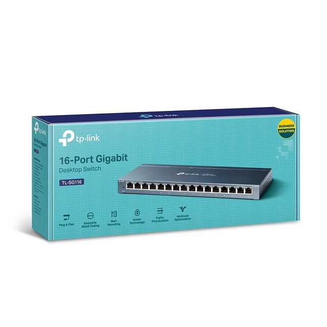 Alt view image 15 of 16 - TP-Link 16 Port Hub 10/100/1000Mbps Desktop Gigabit Metal Housing No Setting Required Wall Mount Switching Hub TL-SG116
