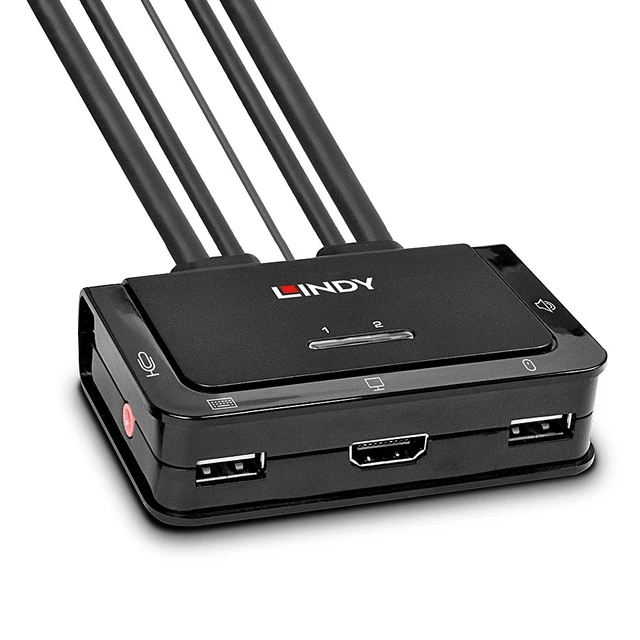 Alt view image 2 of 4 - Lindy 2 Port HDMI 2.0 18G, USB 2.0 Cable KVM Switch