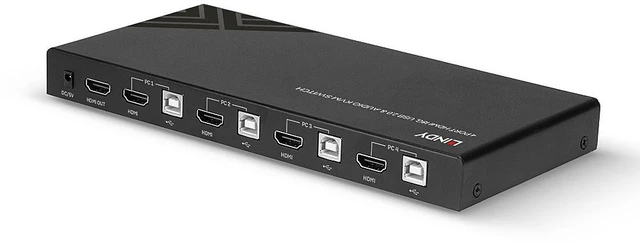 Alt view image 2 of 5 - Lindy KVM Switch HDMI 18G, USB 2.0 & Audio, 4 Port
